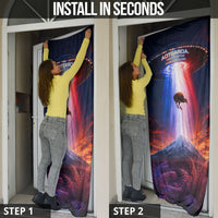 New Zealand Aotearoa Kiwi UFO Door Cover Sci-Fi Galaxy Sunset Sky Tower And Mountain TS04 - Polynesian Pride