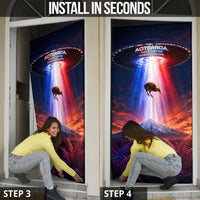 New Zealand Aotearoa Kiwi UFO Door Cover Sci-Fi Galaxy Sunset Sky Tower And Mountain TS04 - Polynesian Pride