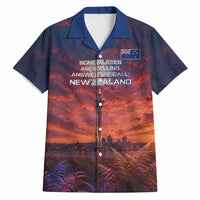 New Zealand Aotearoa Kiwi UFO Hawaiian Shirt Sci-Fi Galaxy Sunset Sky Tower And Mountain TS04 Blue Red - Polynesian Pride