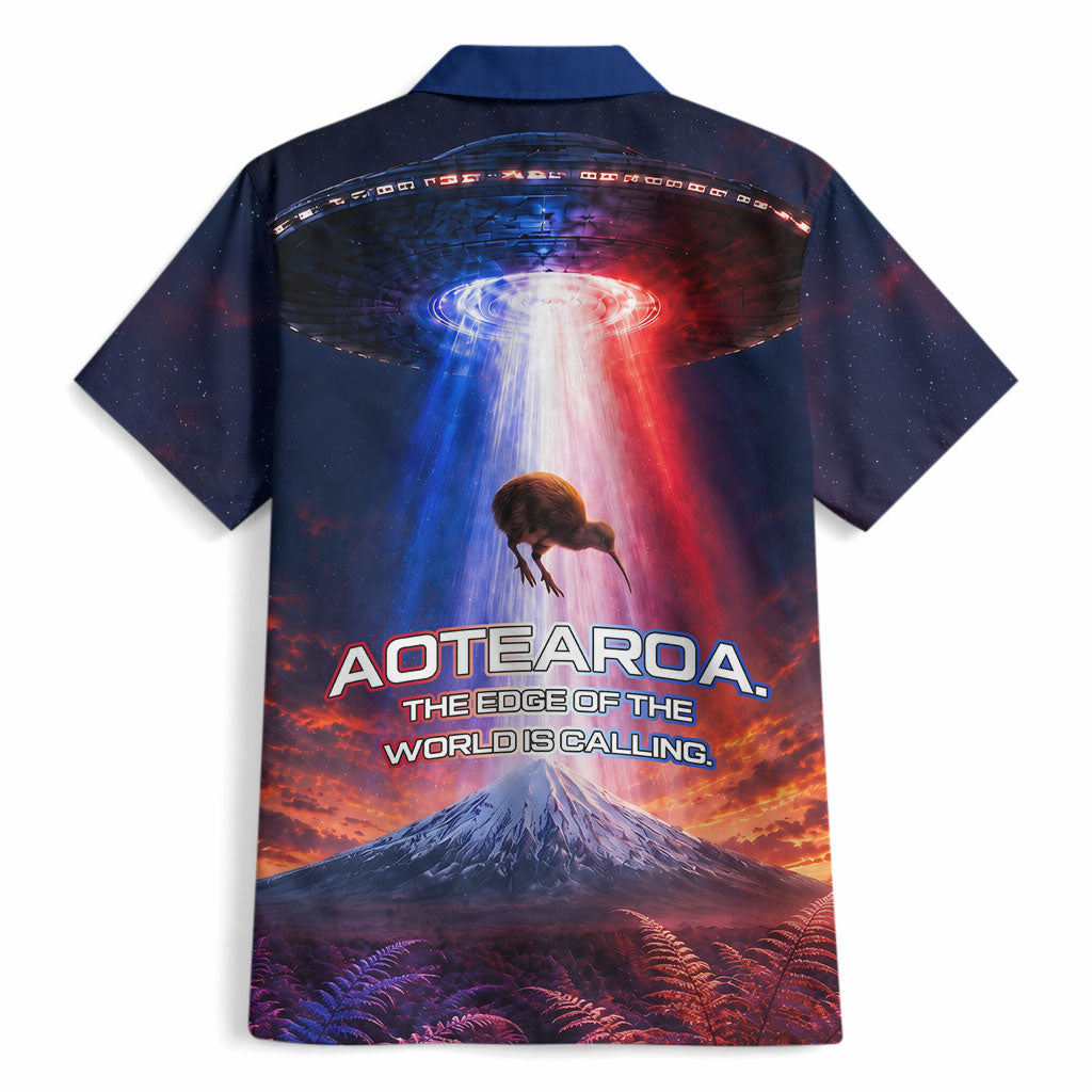 New Zealand Aotearoa Kiwi UFO Hawaiian Shirt Sci-Fi Galaxy Sunset Sky Tower And Mountain TS04 - Polynesian Pride