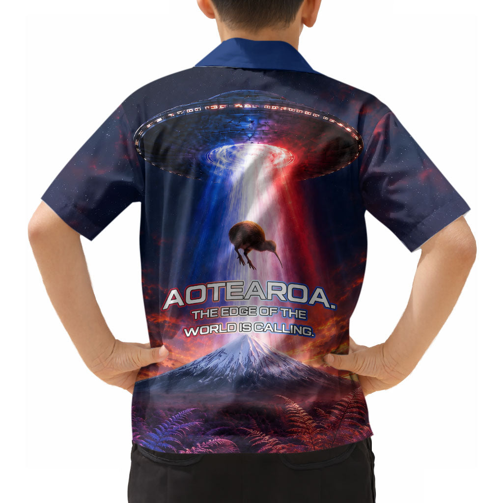 New Zealand Aotearoa Kiwi UFO Hawaiian Shirt Sci-Fi Galaxy Sunset Sky Tower And Mountain TS04 - Polynesian Pride