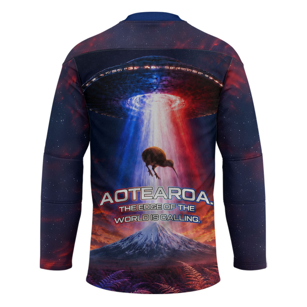 New Zealand Aotearoa Kiwi UFO Hockey Jersey Sci-Fi Galaxy Sunset Sky Tower And Mountain TS04 - Polynesian Pride