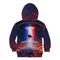 New Zealand Aotearoa Kiwi UFO Kid Hoodie Sci-Fi Galaxy Sunset Sky Tower And Mountain TS04 - Polynesian Pride