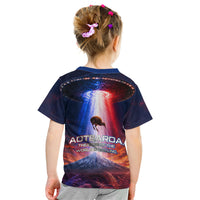 New Zealand Aotearoa Kiwi UFO Kid T Shirt Sci-Fi Galaxy Sunset Sky Tower And Mountain TS04 - Polynesian Pride