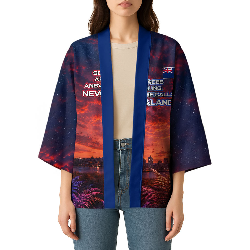 New Zealand Aotearoa Kiwi UFO Kimono Sci-Fi Galaxy Sunset Sky Tower And Mountain TS04 - Polynesian Pride