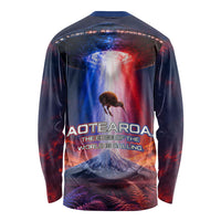 New Zealand Aotearoa Kiwi UFO Long Sleeve Shirt Sci-Fi Galaxy Sunset Sky Tower And Mountain TS04 - Polynesian Pride
