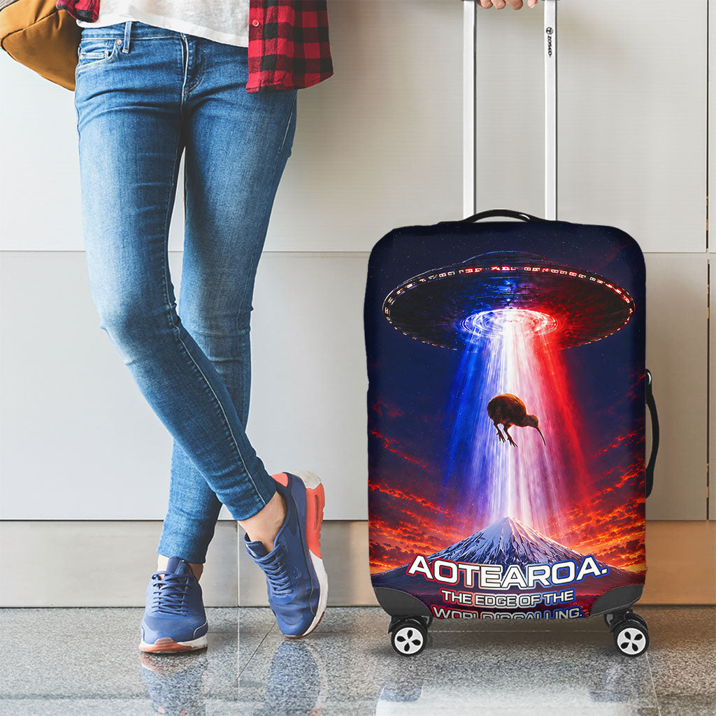 New Zealand Aotearoa Kiwi UFO Luggage Cover Sci-Fi Galaxy Sunset Sky Tower And Mountain TS04 - Polynesian Pride