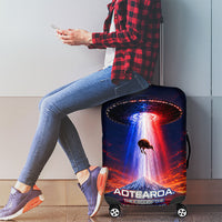 New Zealand Aotearoa Kiwi UFO Luggage Cover Sci-Fi Galaxy Sunset Sky Tower And Mountain TS04 - Polynesian Pride