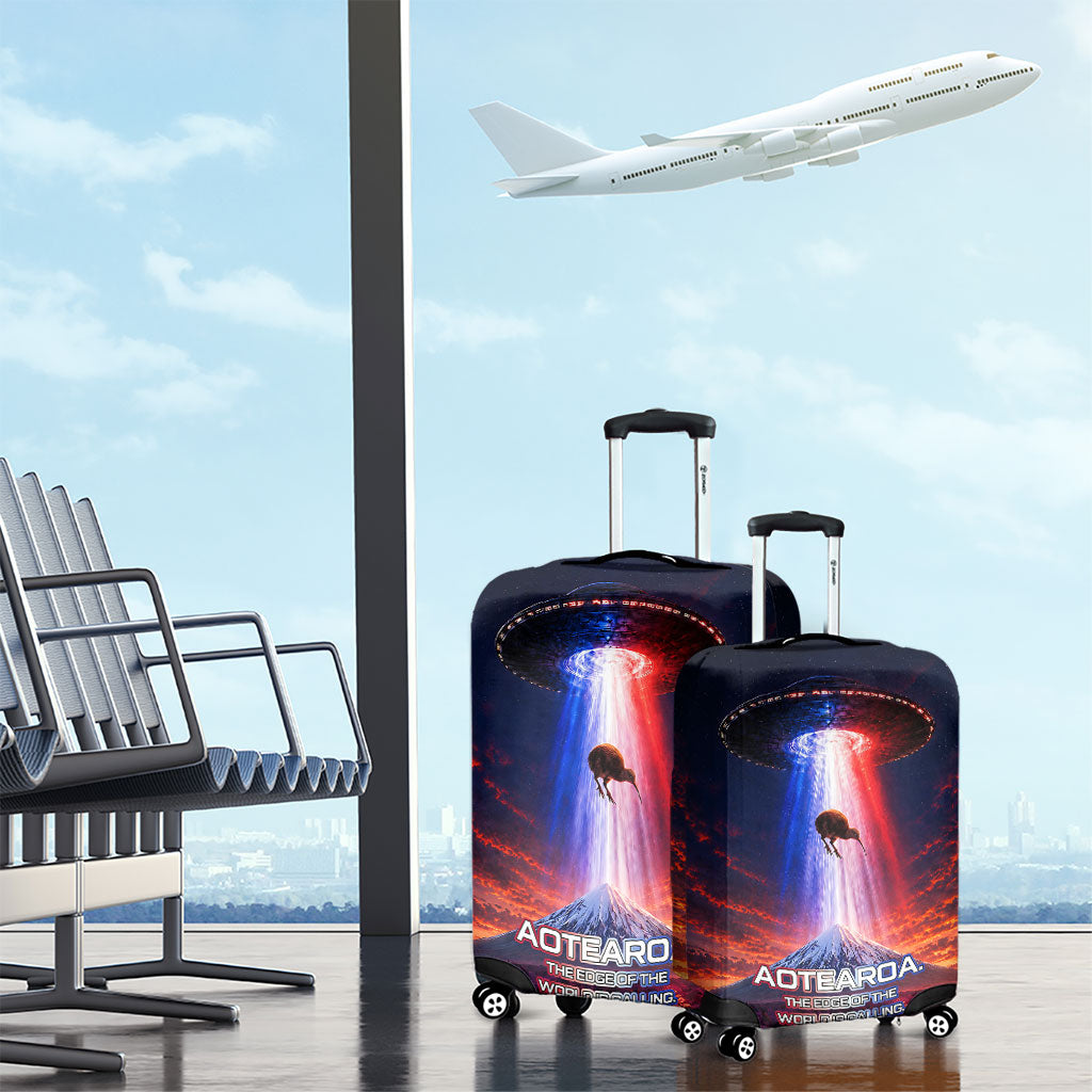 New Zealand Aotearoa Kiwi UFO Luggage Cover Sci-Fi Galaxy Sunset Sky Tower And Mountain TS04 - Polynesian Pride