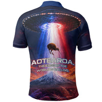 New Zealand Aotearoa Kiwi UFO Polo Shirt Sci-Fi Galaxy Sunset Sky Tower And Mountain TS04 - Polynesian Pride