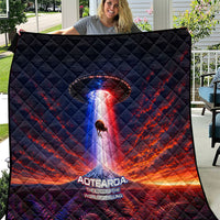New Zealand Aotearoa Kiwi UFO Quilt Sci-Fi Galaxy Sunset Sky Tower And Mountain TS04 Blue Red - Polynesian Pride