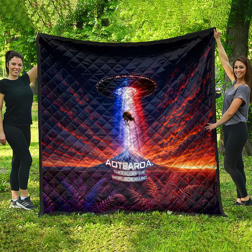 New Zealand Aotearoa Kiwi UFO Quilt Sci-Fi Galaxy Sunset Sky Tower And Mountain TS04 - Polynesian Pride