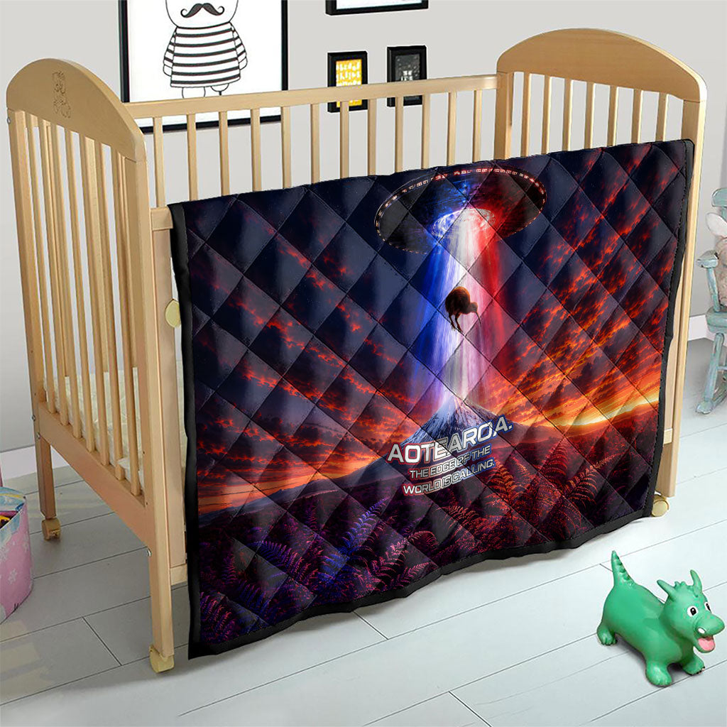 New Zealand Aotearoa Kiwi UFO Quilt Sci-Fi Galaxy Sunset Sky Tower And Mountain TS04 - Polynesian Pride