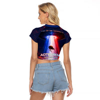 New Zealand Aotearoa Kiwi UFO Raglan Cropped T Shirt Sci-Fi Galaxy Sunset Sky Tower And Mountain TS04 - Polynesian Pride