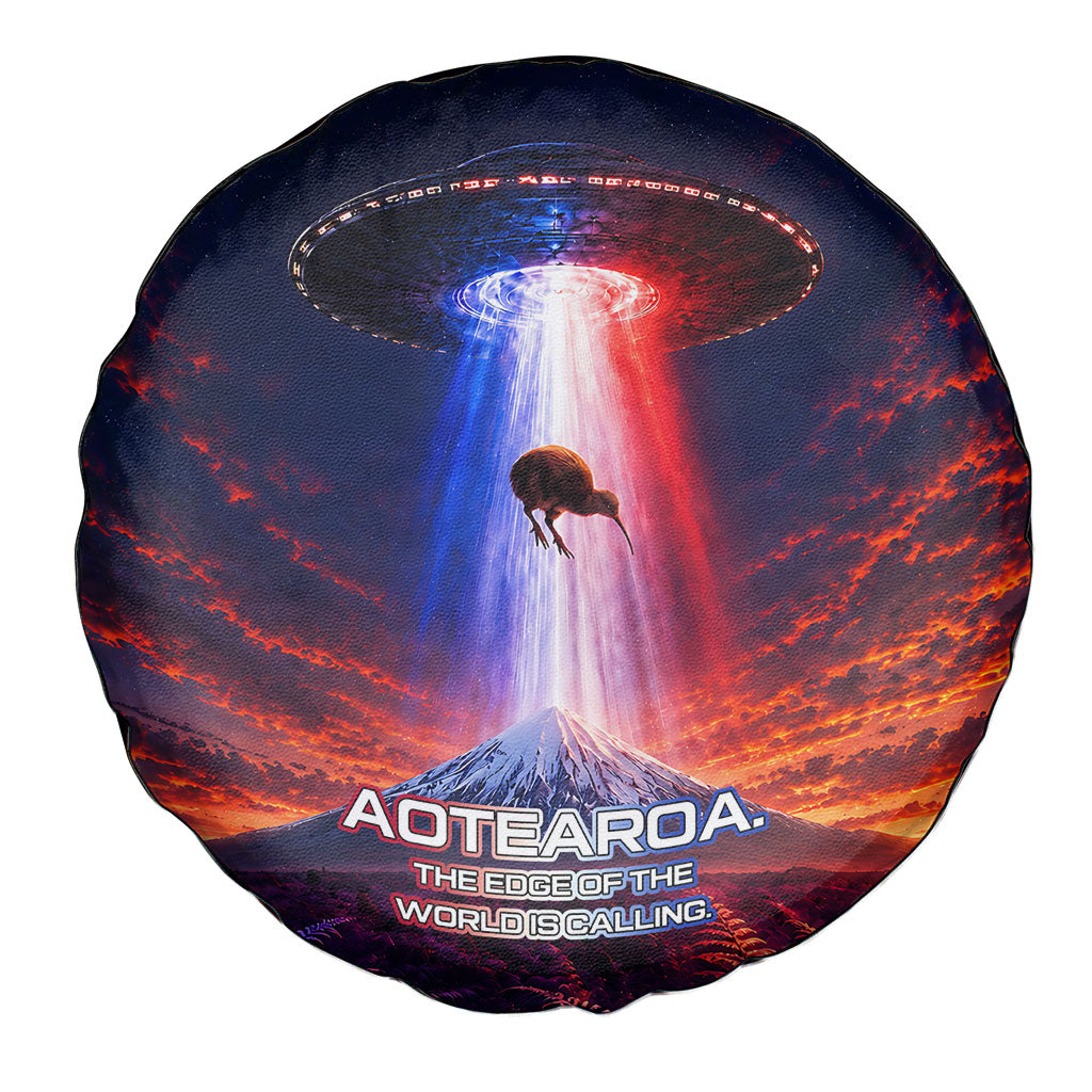 New Zealand Aotearoa Kiwi UFO Spare Tire Cover Sci-Fi Galaxy Sunset Sky Tower And Mountain TS04 - Polynesian Pride