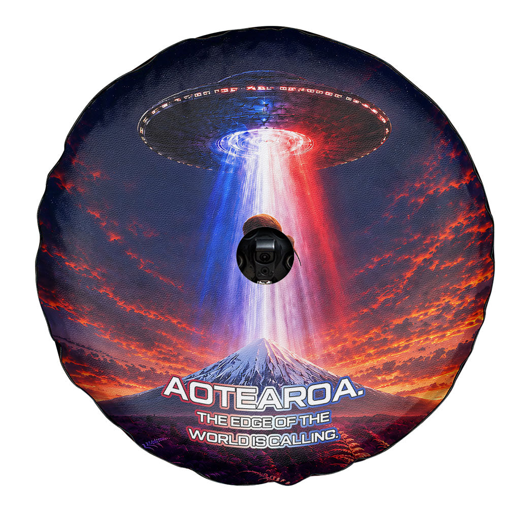 New Zealand Aotearoa Kiwi UFO Spare Tire Cover Sci-Fi Galaxy Sunset Sky Tower And Mountain TS04 - Polynesian Pride