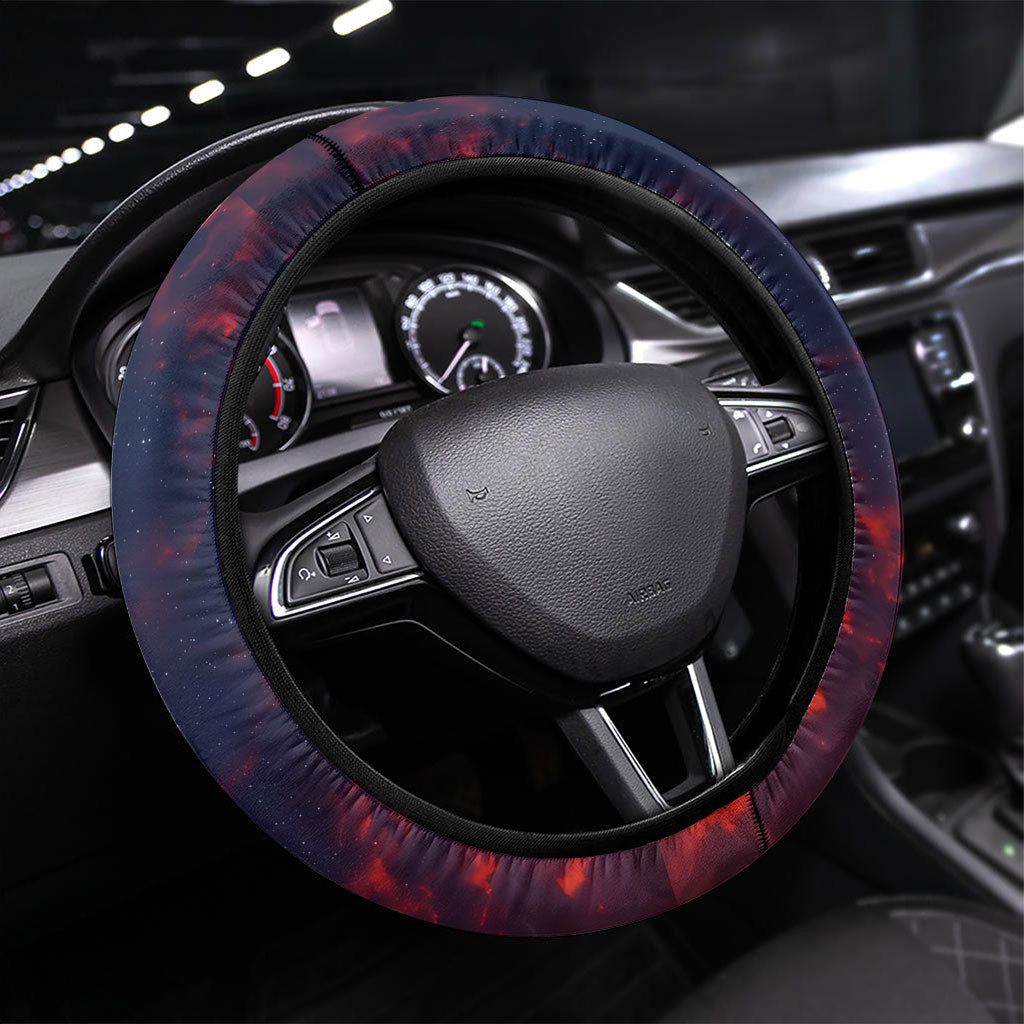 New Zealand Aotearoa Kiwi UFO Steering Wheel Cover Sci-Fi Galaxy Sunset Sky Tower And Mountain TS04 Universal Fit Blue Red - Polynesian Pride