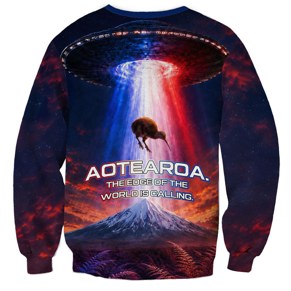 New Zealand Aotearoa Kiwi UFO Sweatshirt Sci-Fi Galaxy Sunset Sky Tower And Mountain TS04 - Polynesian Pride
