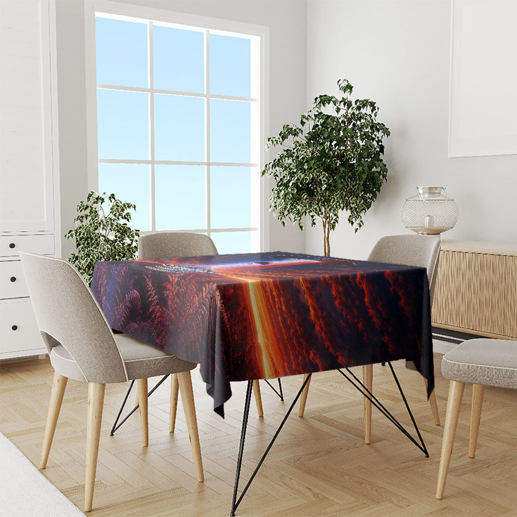 New Zealand Aotearoa Kiwi UFO Tablecloth Sci-Fi Galaxy Sunset Sky Tower And Mountain TS04 - Polynesian Pride