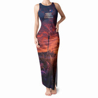 New Zealand Aotearoa Kiwi UFO Tank Maxi Dress Sci-Fi Galaxy Sunset Sky Tower And Mountain TS04 Women Blue Red - Polynesian Pride