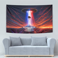 New Zealand Aotearoa Kiwi UFO Tapestry Sci-Fi Galaxy Sunset Sky Tower And Mountain TS04 - Polynesian Pride