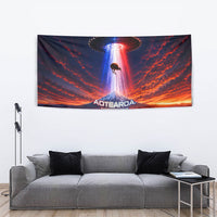 New Zealand Aotearoa Kiwi UFO Tapestry Sci-Fi Galaxy Sunset Sky Tower And Mountain TS04 - Polynesian Pride