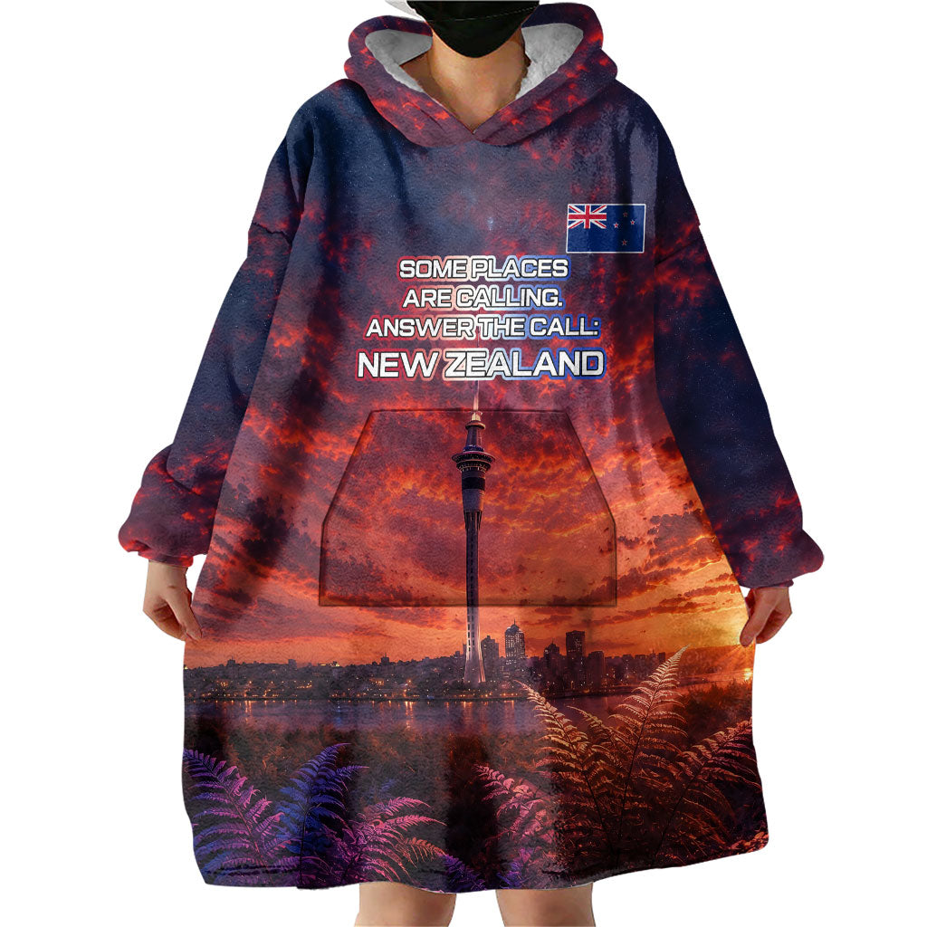New Zealand Aotearoa Kiwi UFO Wearable Blanket Hoodie Sci-Fi Galaxy Sunset Sky Tower And Mountain TS04 - Polynesian Pride