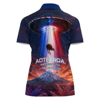 New Zealand Aotearoa Kiwi UFO Women Polo Shirt Sci-Fi Galaxy Sunset Sky Tower And Mountain TS04 - Polynesian Pride