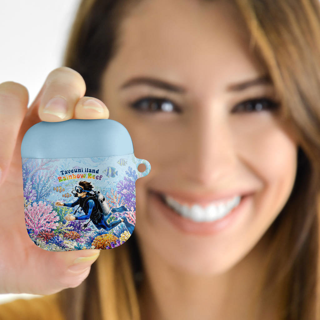 Fiji Taveuni Rainbow Reef AirPods Case Scuba Diver Vibrant Undersea Coral Garden Watercolor TS04 - Polynesian Pride