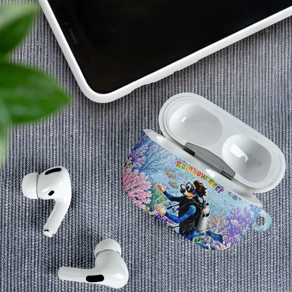 Fiji Taveuni Rainbow Reef AirPods Case Scuba Diver Vibrant Undersea Coral Garden Watercolor TS04 - Polynesian Pride