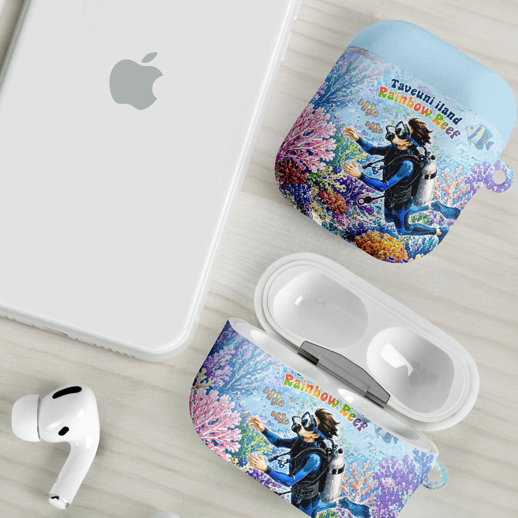 Fiji Taveuni Rainbow Reef AirPods Case Scuba Diver Vibrant Undersea Coral Garden Watercolor TS04 - Polynesian Pride