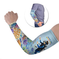 Fiji Taveuni Rainbow Reef Arm Sleeves Scuba Diver Vibrant Undersea Coral Garden Watercolor TS04 Set of 2 Blue - Polynesian Pride