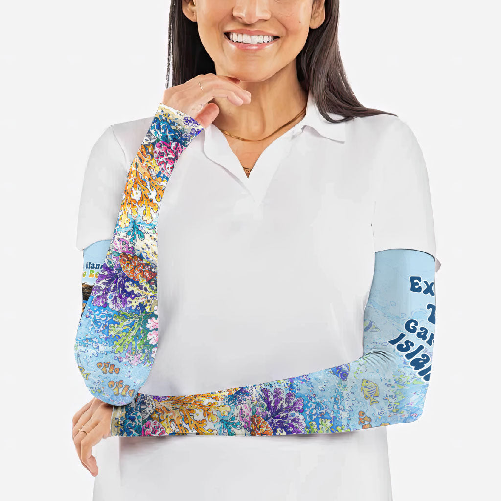 Fiji Taveuni Rainbow Reef Arm Sleeves Scuba Diver Vibrant Undersea Coral Garden Watercolor TS04 - Polynesian Pride