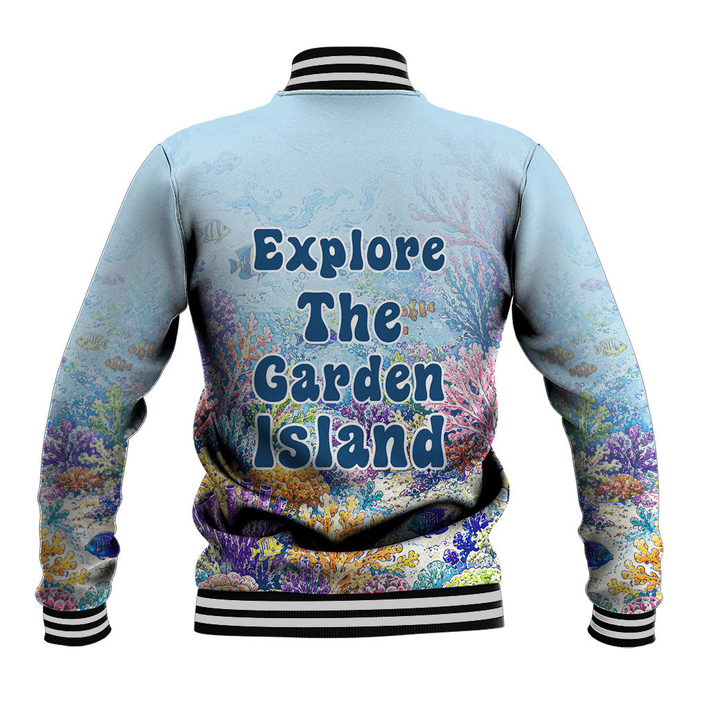 Fiji Taveuni Rainbow Reef Baseball Jacket Scuba Diver Vibrant Undersea Coral Garden Watercolor TS04 - Polynesian Pride