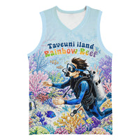 Fiji Taveuni Rainbow Reef Basketball Jersey Scuba Diver Vibrant Undersea Coral Garden Watercolor TS04 Unisex Blue - Polynesian Pride
