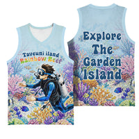 Fiji Taveuni Rainbow Reef Basketball Jersey Scuba Diver Vibrant Undersea Coral Garden Watercolor TS04 - Polynesian Pride