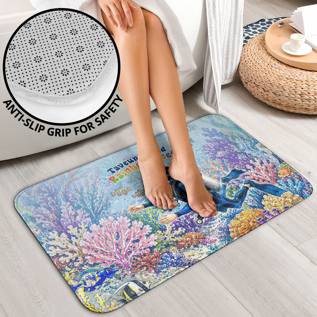 Fiji Taveuni Rainbow Reef Bathroom Set Scuba Diver Vibrant Undersea Coral Garden Watercolor TS04 - Polynesian Pride
