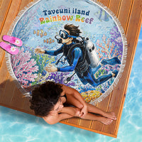 Fiji Taveuni Rainbow Reef Beach Blanket Scuba Diver Vibrant Undersea Coral Garden Watercolor TS04 - Polynesian Pride
