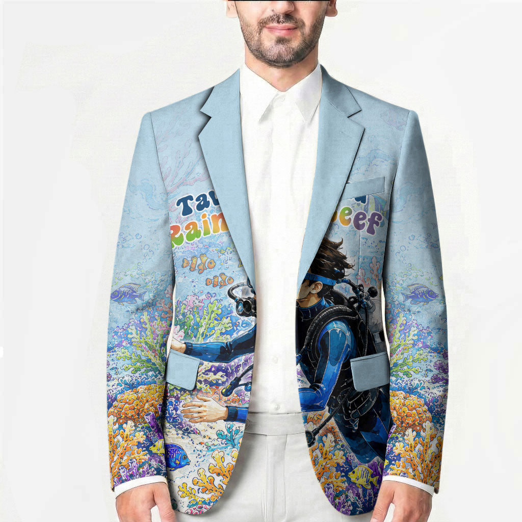 Fiji Taveuni Rainbow Reef Blazer Scuba Diver Vibrant Undersea Coral Garden Watercolor TS04 - Polynesian Pride