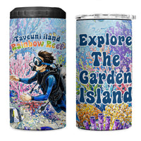 Fiji Taveuni Rainbow Reef 4 in 1 Can Cooler Tumbler Scuba Diver Vibrant Undersea Coral Garden Watercolor TS04 One Size: 16 oz Blue - Polynesian Pride