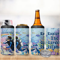 Fiji Taveuni Rainbow Reef 4 in 1 Can Cooler Tumbler Scuba Diver Vibrant Undersea Coral Garden Watercolor TS04 - Polynesian Pride