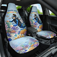 Fiji Taveuni Rainbow Reef Car Seat Cover Scuba Diver Vibrant Undersea Coral Garden Watercolor TS04 One Size Blue - Polynesian Pride
