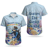 Fiji Taveuni Rainbow Reef Couples Matching Summer Maxi Dress and Hawaiian Shirt Scuba Diver Vibrant Undersea Coral Garden Watercolor TS04 - Polynesian Pride
