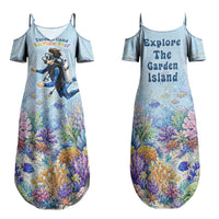 Fiji Taveuni Rainbow Reef Couples Matching Summer Maxi Dress and Hawaiian Shirt Scuba Diver Vibrant Undersea Coral Garden Watercolor TS04 - Polynesian Pride