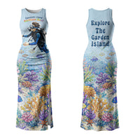 Fiji Taveuni Rainbow Reef Couples Matching Tank Maxi Dress and Long Sleeve Button Shirt Scuba Diver Vibrant Undersea Coral Garden Watercolor TS04 - Polynesian Pride