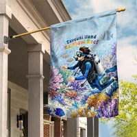 Fiji Taveuni Rainbow Reef Garden Flag Scuba Diver Vibrant Undersea Coral Garden Watercolor TS04 House Flag Blue - Polynesian Pride