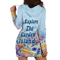 Fiji Taveuni Rainbow Reef Hoodie Dress Scuba Diver Vibrant Undersea Coral Garden Watercolor TS04 - Polynesian Pride