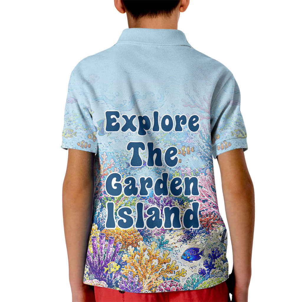 Fiji Taveuni Rainbow Reef Kid Polo Shirt Scuba Diver Vibrant Undersea Coral Garden Watercolor TS04 - Polynesian Pride