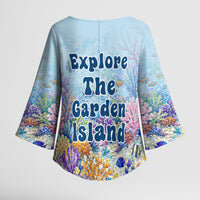 Fiji Taveuni Rainbow Reef Kimono Sleeve Blouse Scuba Diver Vibrant Undersea Coral Garden Watercolor TS04 - Polynesian Pride