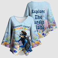 Fiji Taveuni Rainbow Reef Kimono Sleeve Blouse Scuba Diver Vibrant Undersea Coral Garden Watercolor TS04 - Polynesian Pride